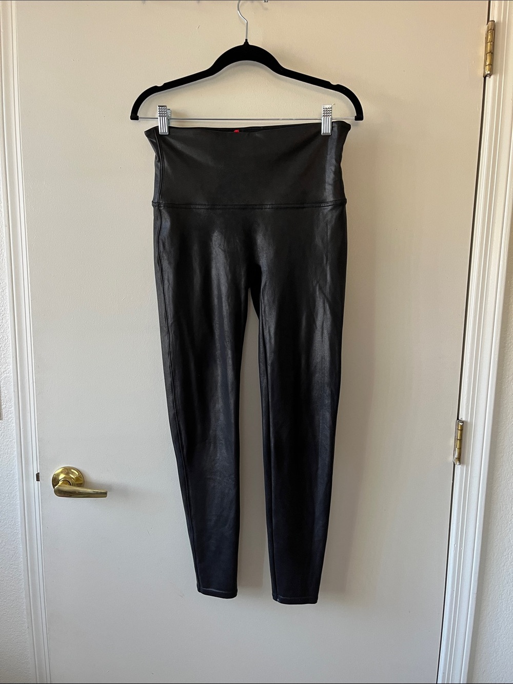 SPANX Black Faux Leather High-Waist Leggings